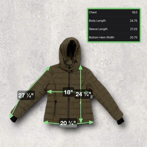 ★ Michael Kors Olive Green Quilted Hooded Puffer Jacket ★ - Picture 5 of 7